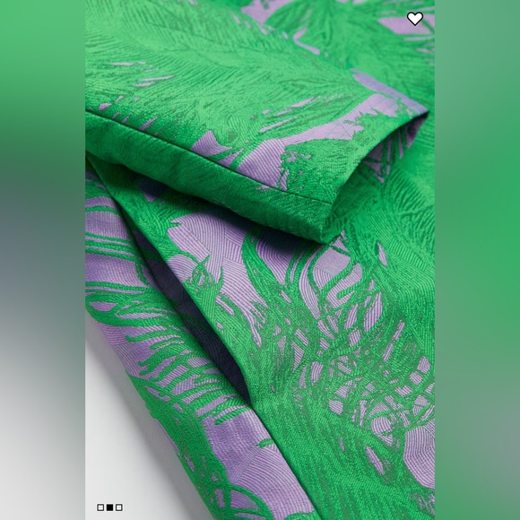 IRIS APFEL x H&M Feather Jacquard Weave Green and Purple Coat, Size S SOLD OUT - Picture 15 of 16